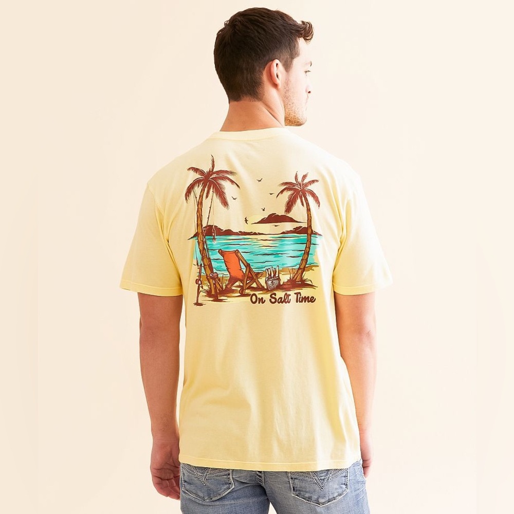 Salt Life Buckle Island Dreams T-Shirt BKE Cotton Tee Butter Yellow Gold Haze L